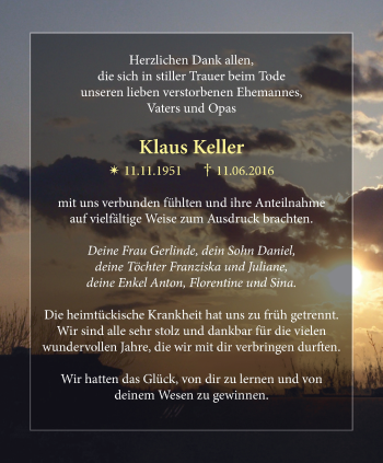 Traueranzeige von Klaus Keller