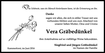 Traueranzeige von Vera Gräbedünkel von Thüringer Allgemeine, Thüringische Landeszeitung