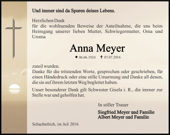 Traueranzeige von Anna Meyer von Thüringer Allgemeine