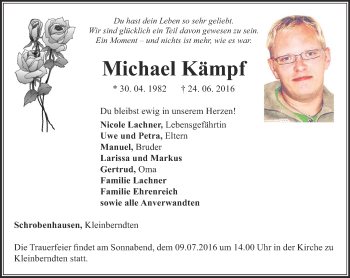 Traueranzeige von Michael Kämpf von Thüringer Allgemeine