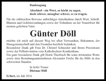 Traueranzeige von Günter Döll