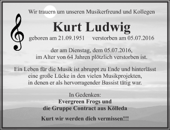 Traueranzeige von Kurt Ludwig von Thüringer Allgemeine