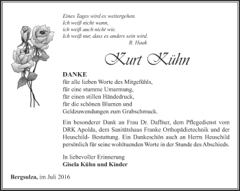 Traueranzeige von Kühn Kurt von Thüringer Allgemeine, Thüringische Landeszeitung