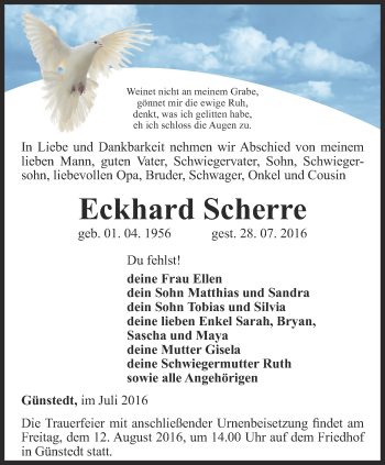 Traueranzeige von Eckhard Scherre von Thüringer Allgemeine