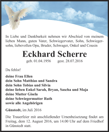 Traueranzeige von Eckhard Scherre von Thüringer Allgemeine