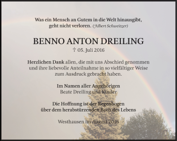 Traueranzeige von Benno Anton Dreiling von Thüringer Allgemeine