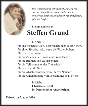 Traueranzeige von Steffen Grund