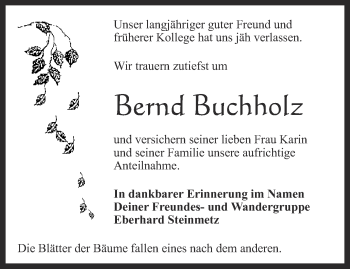 Traueranzeige von Bernd Buchholz von Thüringer Allgemeine, Thüringische Landeszeitung