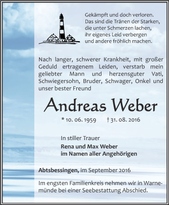 Traueranzeige von Andreas Weber von Thüringer Allgemeine