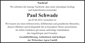 Traueranzeige von Paul Schwade von Thüringer Allgemeine