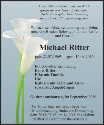 Traueranzeige von Michael Ritter von Thüringer Allgemeine