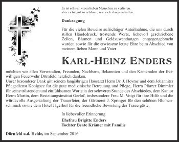 Traueranzeige von Karl-Heinz Enders von Ostthüringer Zeitung