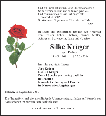 Traueranzeige von Silke Krüger von Thüringer Allgemeine