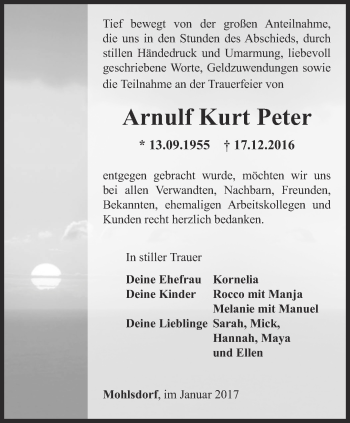 Traueranzeige von Arnulf Kurt Peter von Ostthüringer Zeitung