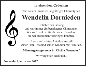 Traueranzeige von Wendelin Dornieden von Thüringer Allgemeine