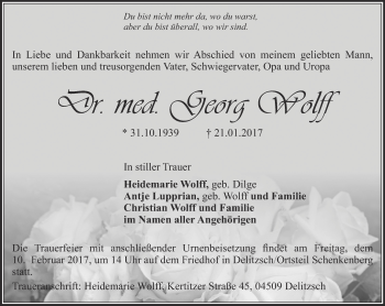 Traueranzeige von Georg Wolff von Thüringer Allgemeine