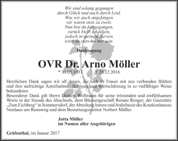 Traueranzeige von Arno Möller von Ostthüringer Zeitung