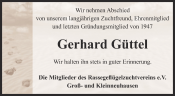 Traueranzeige von Güttel Gerhard von Thüringer Allgemeine