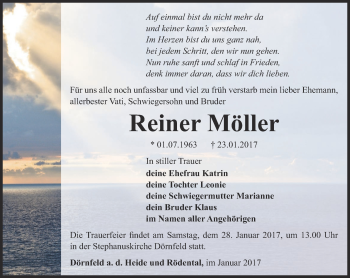 Traueranzeige von Reiner Möller von Ostthüringer Zeitung