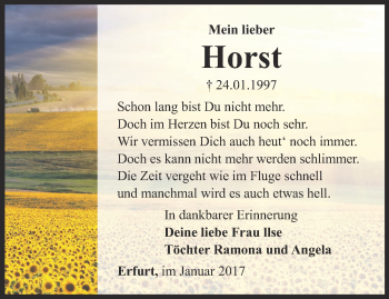 Traueranzeige von Horst  von Thüringer Allgemeine, Thüringische Landeszeitung