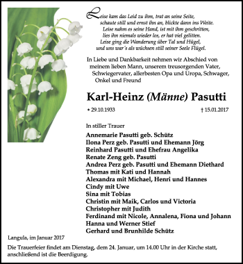 Traueranzeige von Karl-Heinz Pasutti von Thüringer Allgemeine, Thüringische Landeszeitung