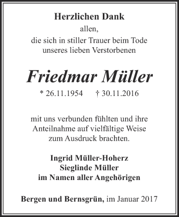 Traueranzeige von Friedmar Müller von Ostthüringer Zeitung