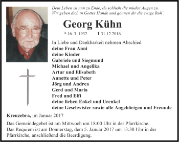 Traueranzeige von Georg Kühn von Thüringer Allgemeine