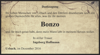 Traueranzeige von Bonzo  von Thüringer Allgemeine