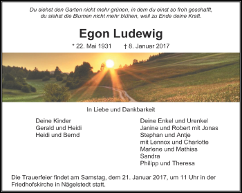 Traueranzeige von Egon Ludewig von Thüringer Allgemeine, Thüringische Landeszeitung