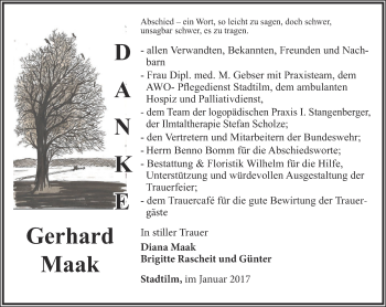 Traueranzeige von Gerhard Maak von Thüringer Allgemeine