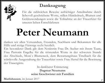Traueranzeige von Peter Neumann von Thüringer Allgemeine