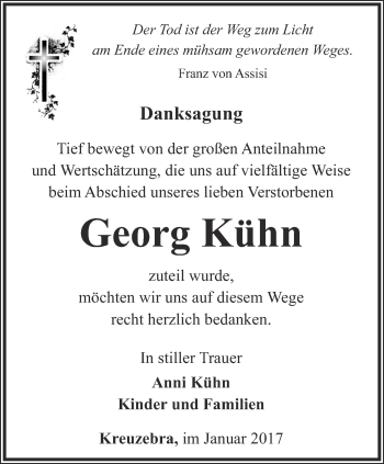 Traueranzeige von Georg Kühn von Thüringer Allgemeine