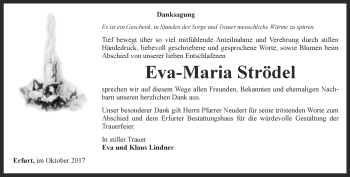 Traueranzeige von Eva-Maria Strödel von Thüringer Allgemeine, Thüringische Landeszeitung