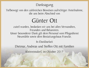 Traueranzeige von Günter Ott von Ostthüringer Zeitung