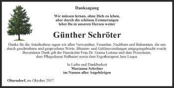 Traueranzeige von Günther Schröter von Ostthüringer Zeitung