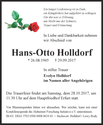 Traueranzeige von Hans-Otto Holldorf