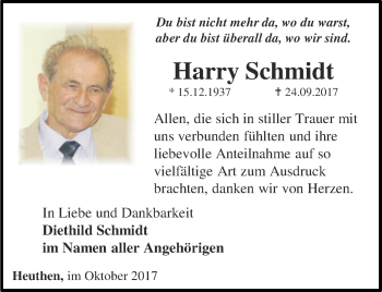 Traueranzeige von Harry Schmidt von Thüringer Allgemeine