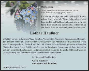 Traueranzeige von Haußner Lothar