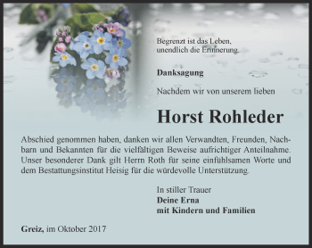 Traueranzeige von Horst Rohleder