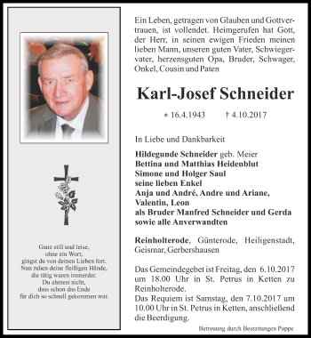 Traueranzeige von Karl-Josef Schneider von Thüringer Allgemeine
