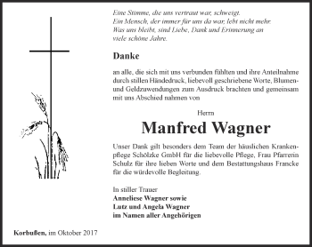 Traueranzeige von Manfred Wagner