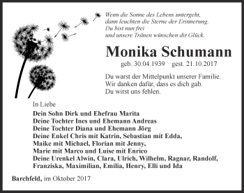 Traueranzeige von Monika Schumann von Thüringer Allgemeine, Thüringische Landeszeitung