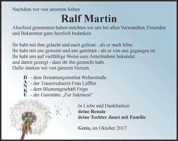 Traueranzeige von Ralf Martin