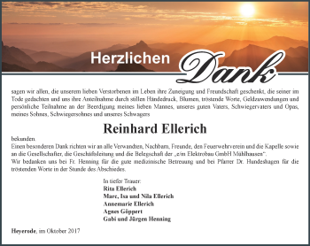 Traueranzeige von Reinhard Ellerich von Thüringer Allgemeine, Thüringische Landeszeitung