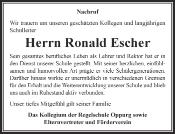 Traueranzeige von Roland Escher