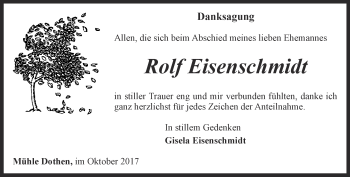 Traueranzeige von Rolf Eisenschmidt von Ostthüringer Zeitung