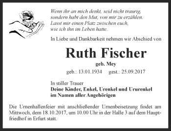 Traueranzeige von Ruth Fischer