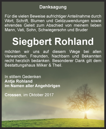 Traueranzeige von Siegbert Rohland von Ostthüringer Zeitung