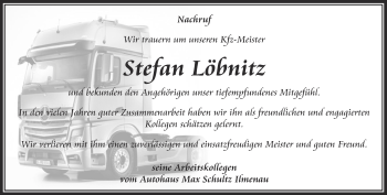 Traueranzeige von Stefan Löbnitz von Thüringer Allgemeine
