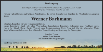 Traueranzeige von Werner Bachmann von Thüringer Allgemeine, Thüringische Landeszeitung